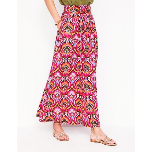 💕BODEN💕 Rosaline Jersey Skirt ~ Pink Peony Ornamental Floral Print 8 NWT - Picture 2 of 15